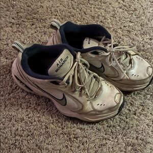 Nike Air Monarch IV White and Navy Sneakers